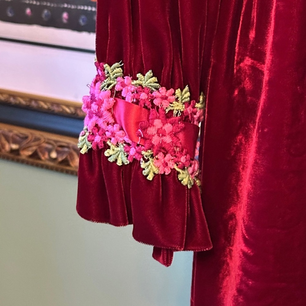 1970s Velvet Renaissance Revival Maxi Dress - Picture 6 of 12